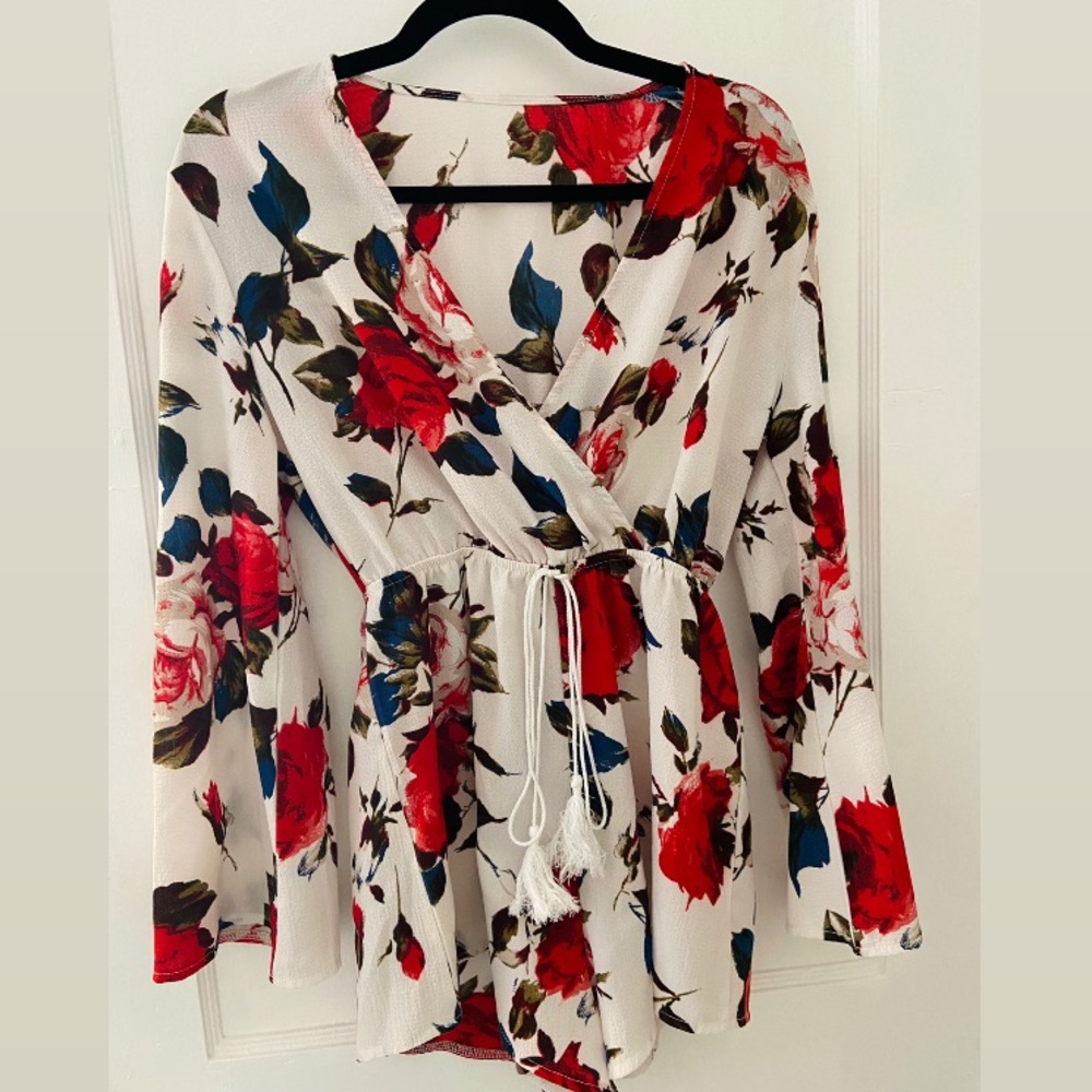 Floral Long Sleeve Flowy Romper